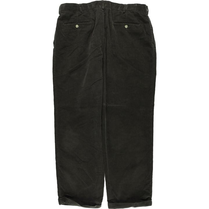 LANDS' END Two-pleat Corduroy Pants, Men's, Size 36 cotton Charcoal Vintage Second Hand