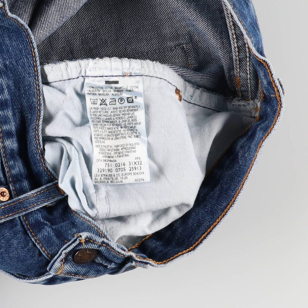 Levi's 751 Euro Model Straight Denim Pants, Men's Size W32 cotton blue type Vintage Second Hand