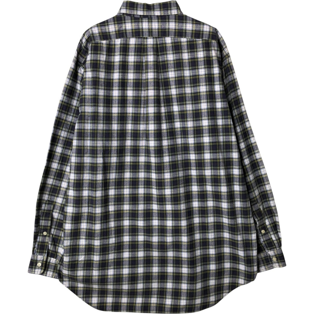 Ralph Lauren BLAKE long sleeve button down check shirt, men's size L cotton navy blue type Vintage Second Hand