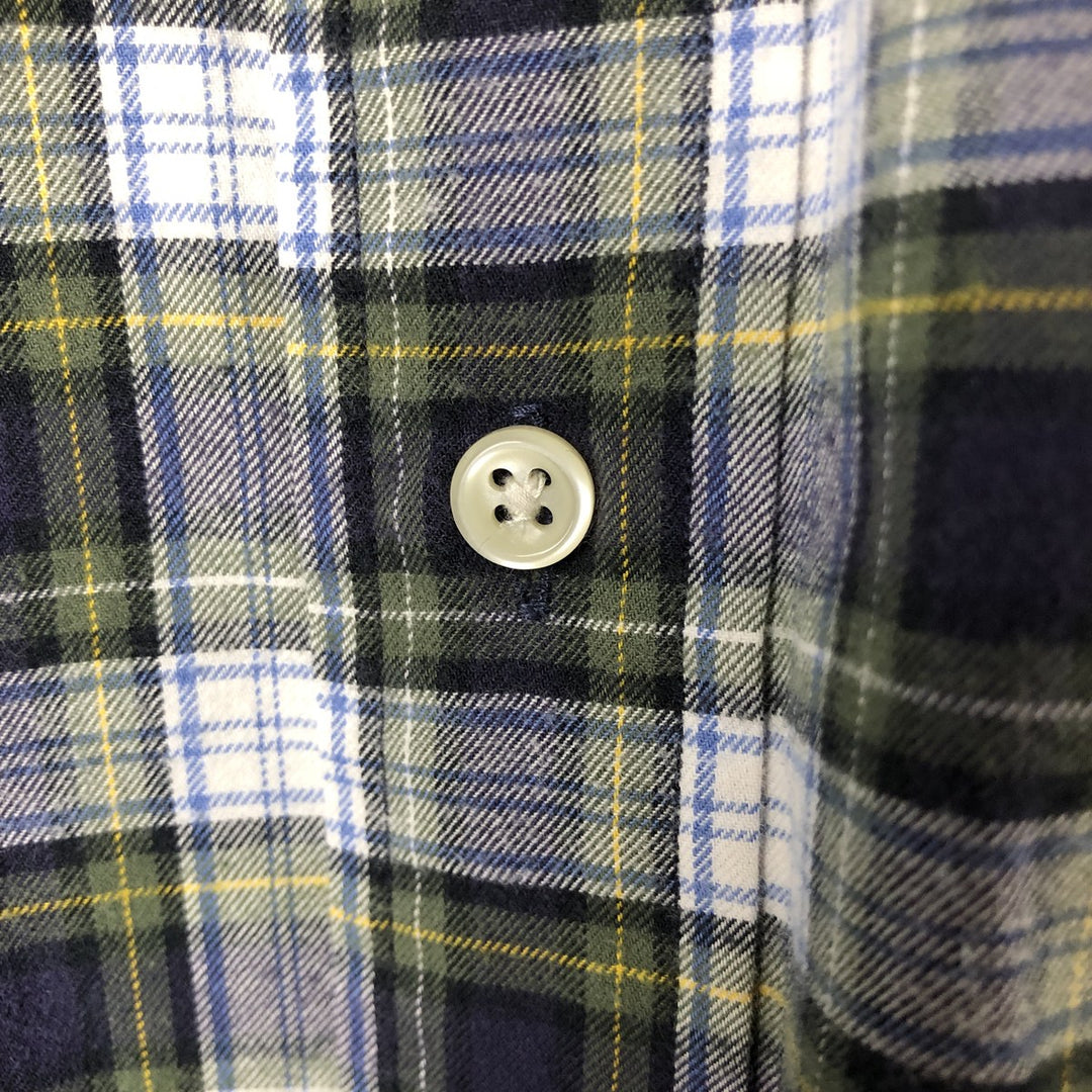 Ralph Lauren BLAKE long sleeve button down check shirt, men's size L cotton navy blue type Vintage Second Hand