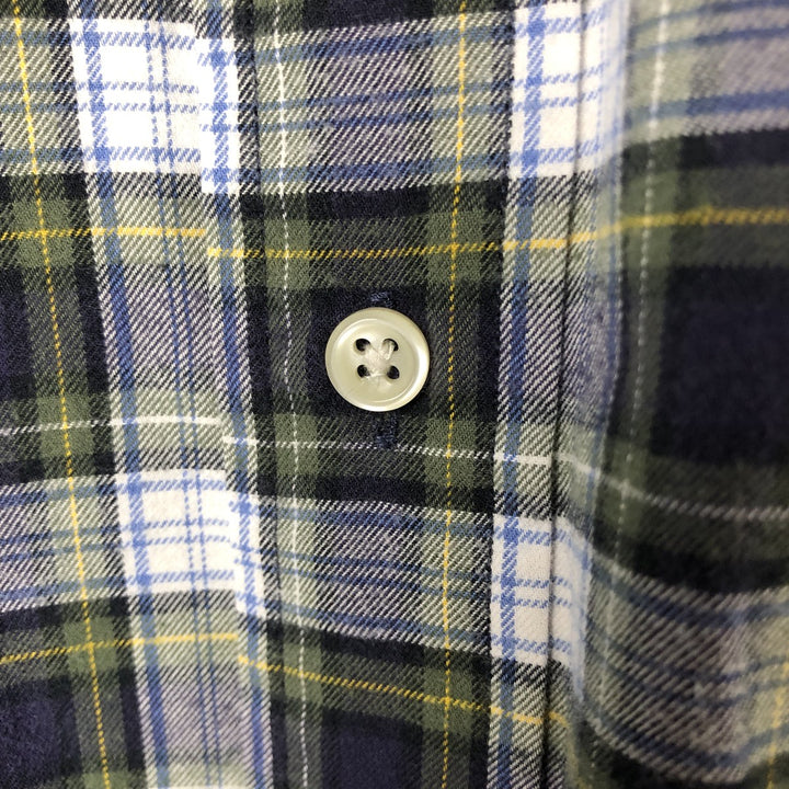Ralph Lauren BLAKE long sleeve button down check shirt, men's size L cotton navy blue type Vintage Second Hand