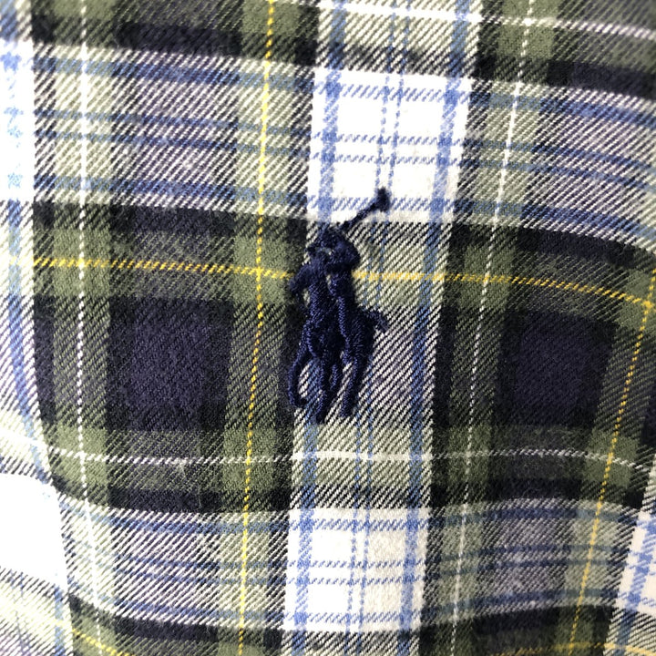 Ralph Lauren BLAKE long sleeve button down check shirt, men's size L cotton navy blue type Vintage Second Hand