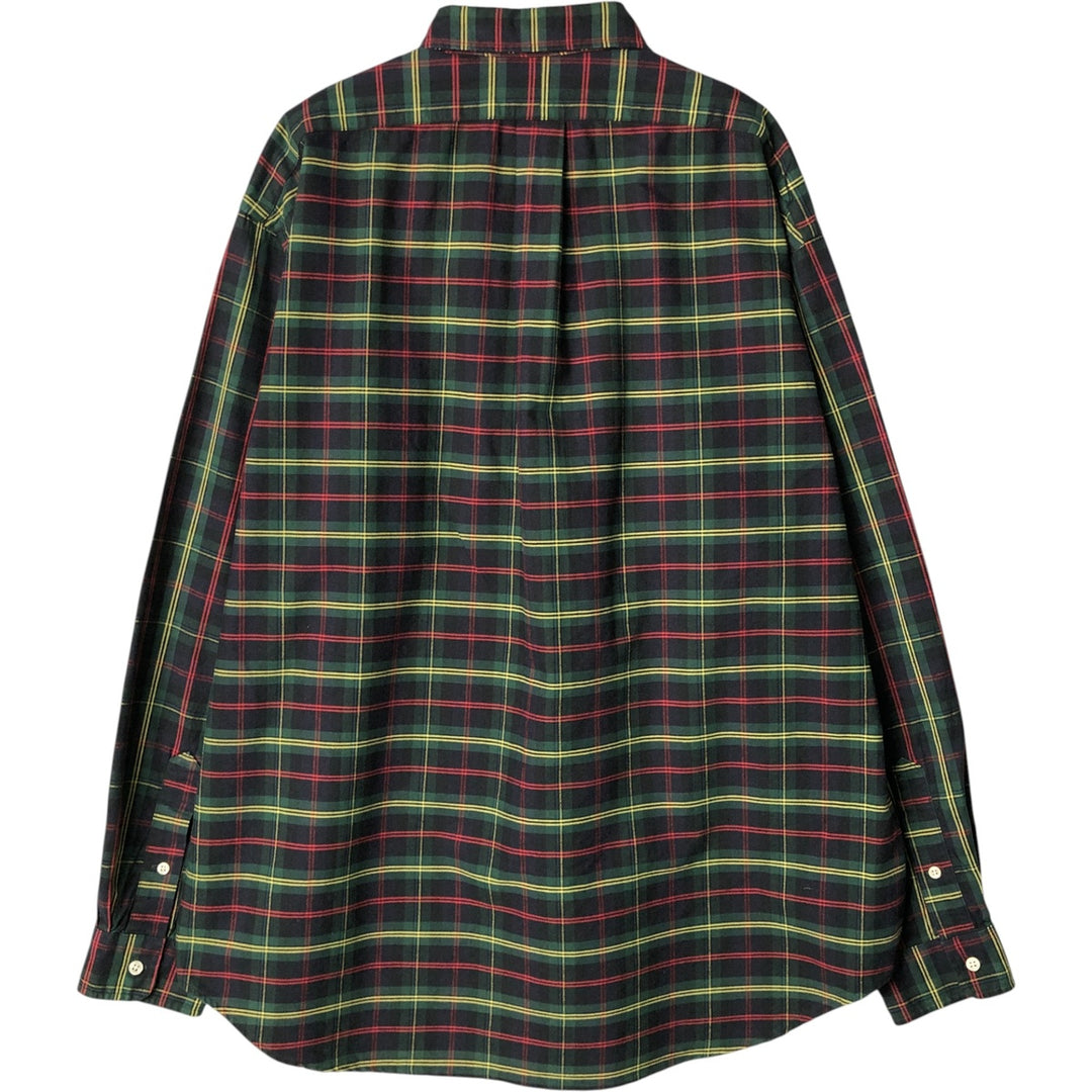 Ralph Lauren POLO by Ralph Lauren long-sleeved button-down check shirt, made in Canada, men's size L cotton Green type dark green Vintage Second Hand