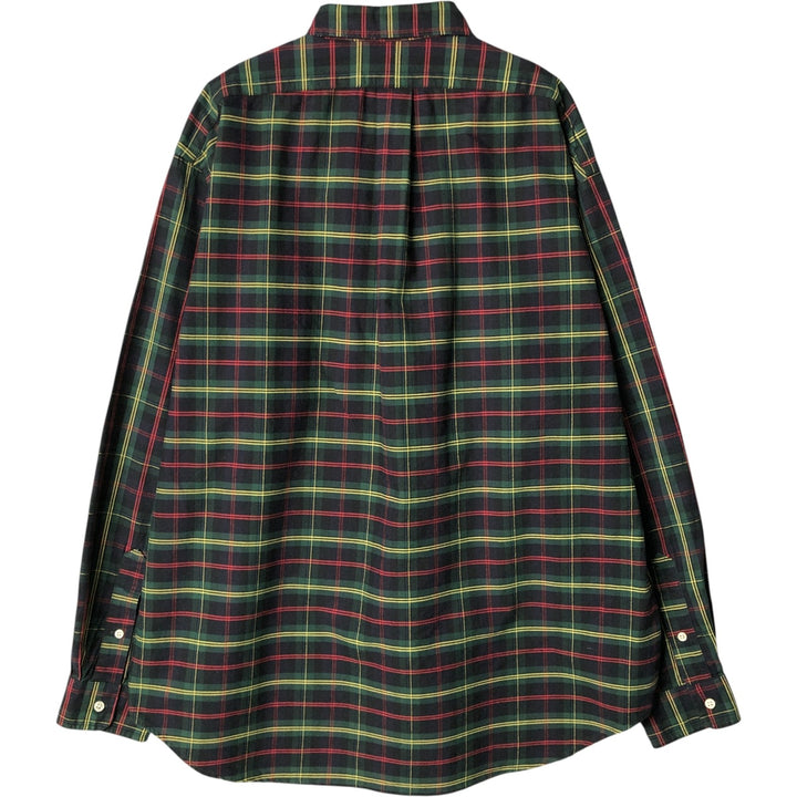 Ralph Lauren POLO by Ralph Lauren long-sleeved button-down check shirt, made in Canada, men's size L cotton Green type dark green Vintage Second Hand