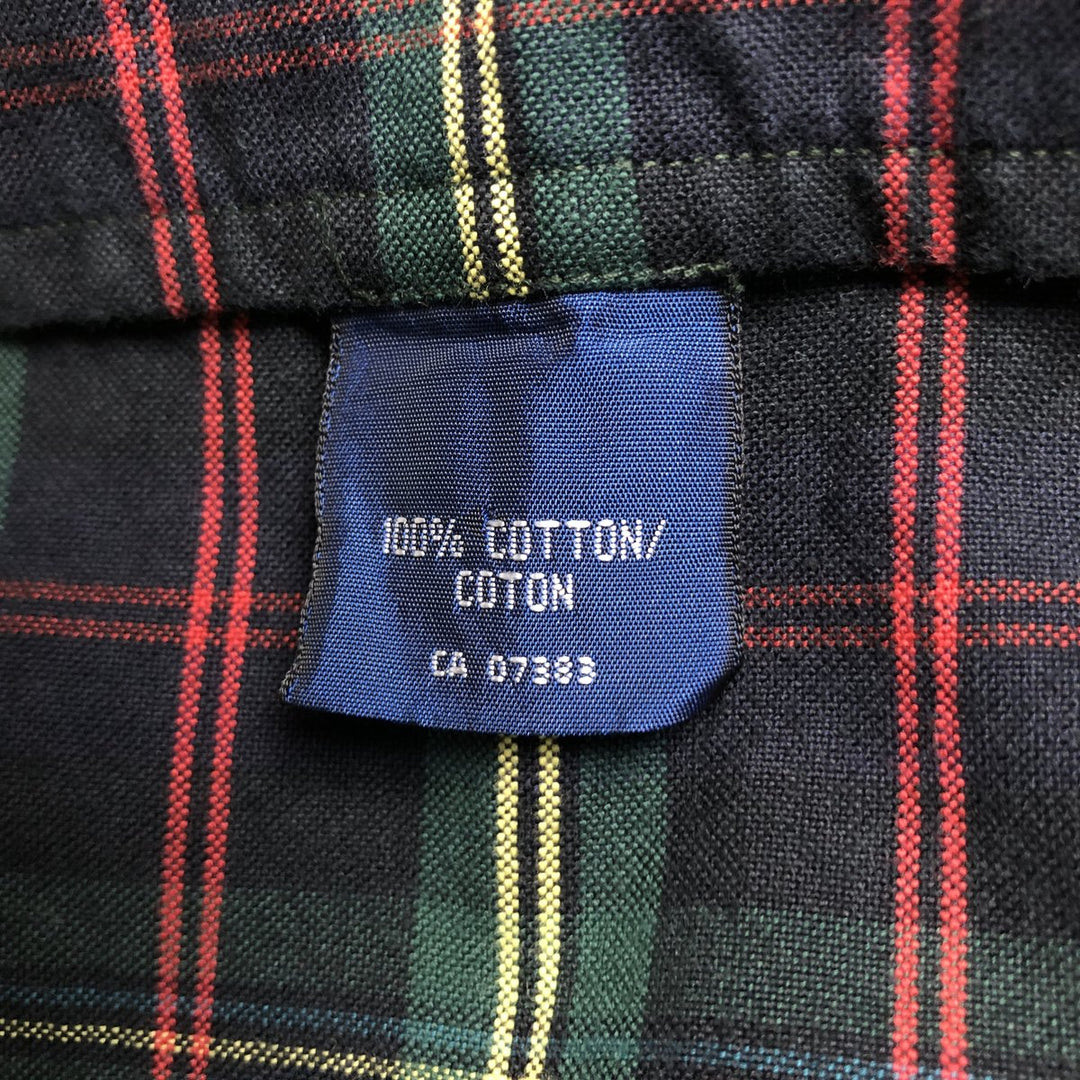 Ralph Lauren POLO by Ralph Lauren long-sleeved button-down check shirt, made in Canada, men's size L cotton Green type dark green Vintage Second Hand