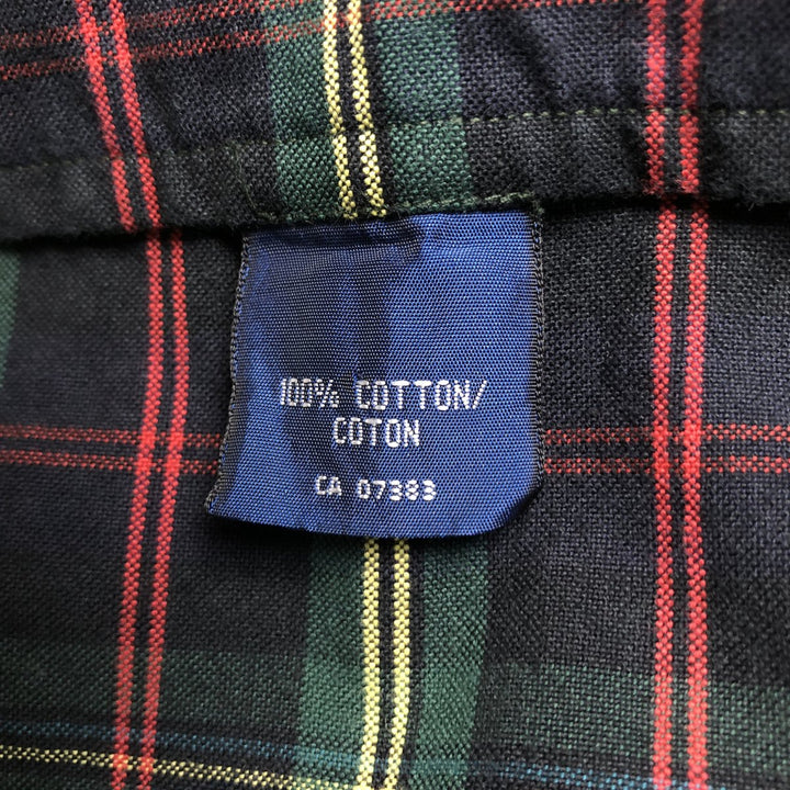 Ralph Lauren POLO by Ralph Lauren long-sleeved button-down check shirt, made in Canada, men's size L cotton Green type dark green Vintage Second Hand