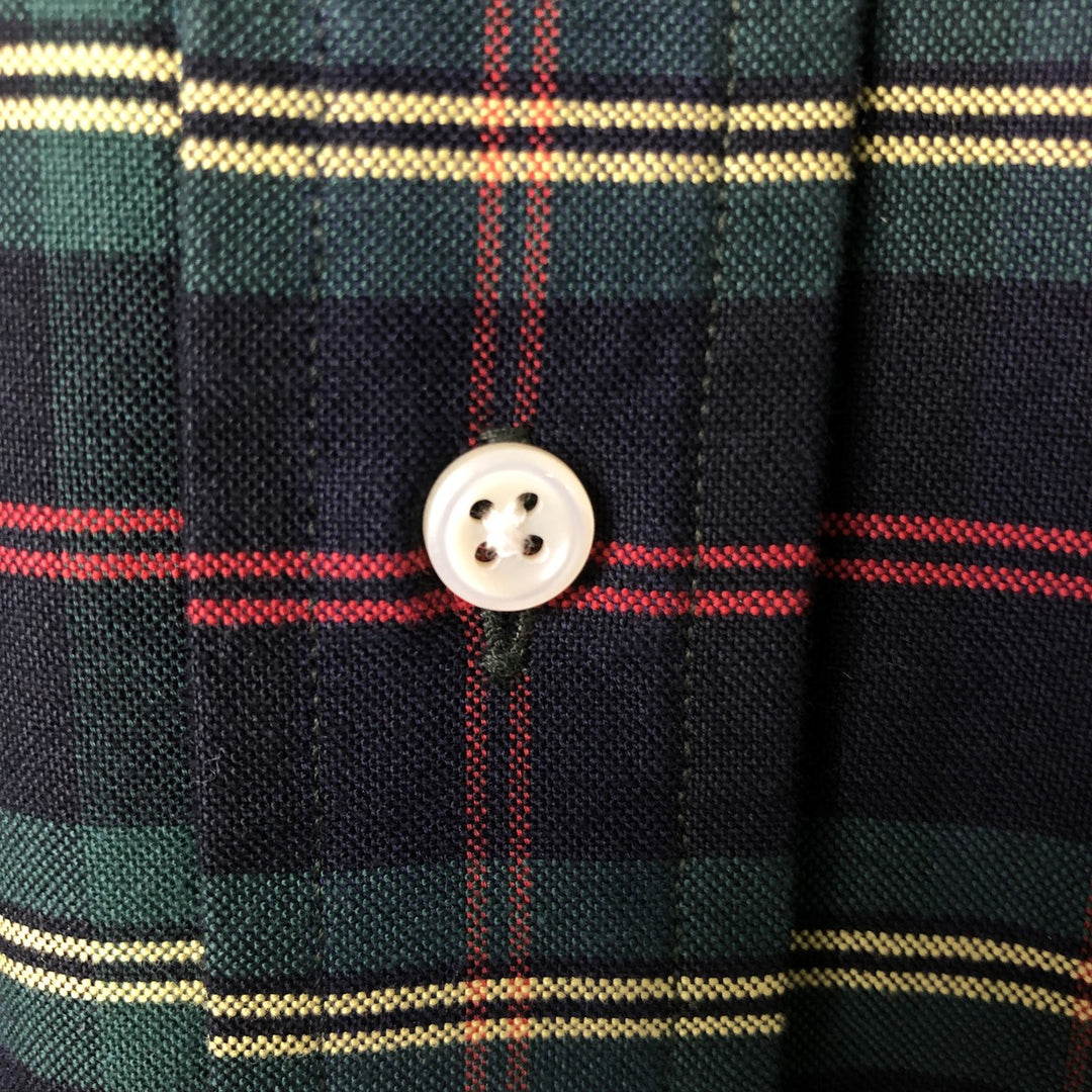 Ralph Lauren POLO by Ralph Lauren long-sleeved button-down check shirt, made in Canada, men's size L cotton Green type dark green Vintage Second Hand
