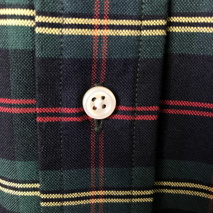Ralph Lauren POLO by Ralph Lauren long-sleeved button-down check shirt, made in Canada, men's size L cotton Green type dark green Vintage Second Hand