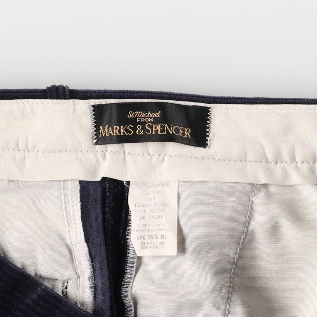 Marks and Spencer Wide-Ribbed Corduroy Pants, Made in Canada, Men's, Size W34 cotton navy blue type Vintage Second Hand