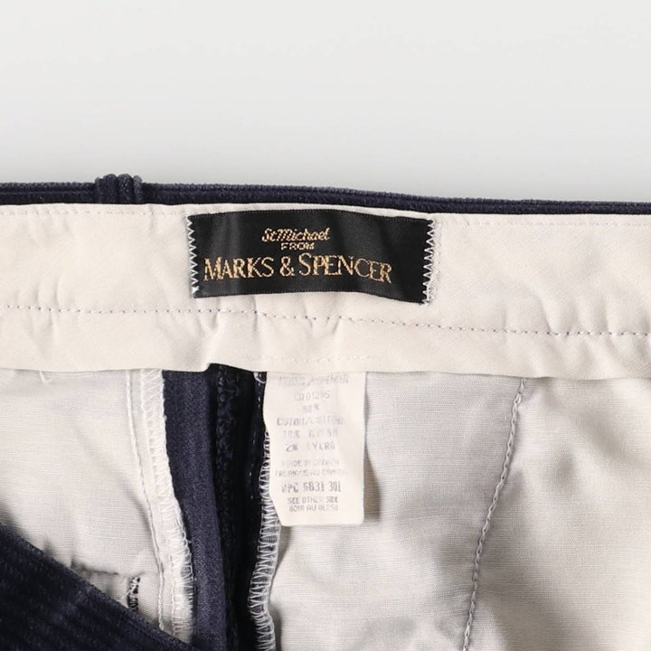 Marks and Spencer Wide-Ribbed Corduroy Pants, Made in Canada, Men's, Size W34 cotton navy blue type Vintage Second Hand