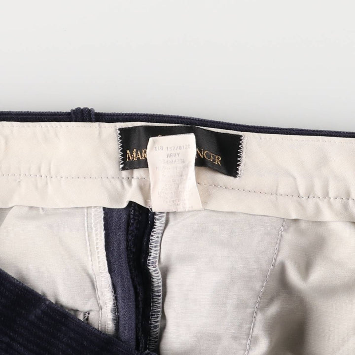 Marks and Spencer Wide-Ribbed Corduroy Pants, Made in Canada, Men's, Size W34 cotton navy blue type Vintage Second Hand