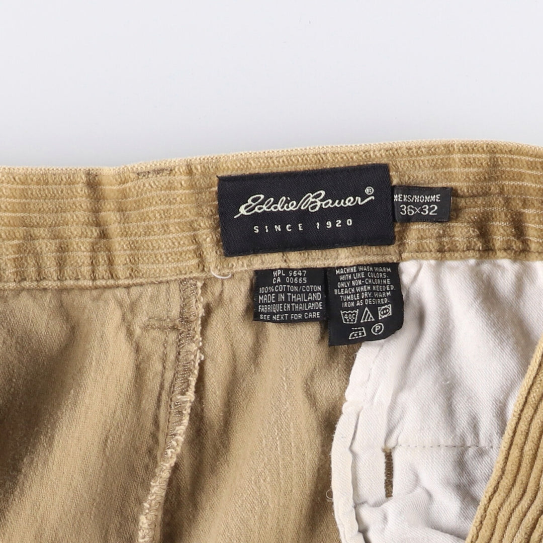 Eddie Bauer Men's Two-Puck Wide-Rib Corduroy Pants, Size W35 cotton Beige type Vintage Second Hand