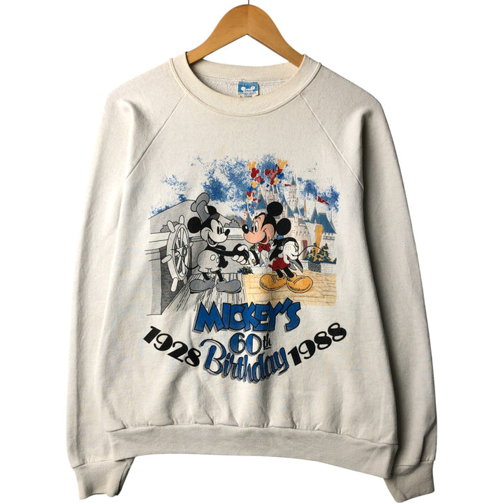 80'S Disney Mickey Mouse character sweatshirt, sweatshirt, made in USA, men's XL size, vintage cotton white type Vintage Second Hand