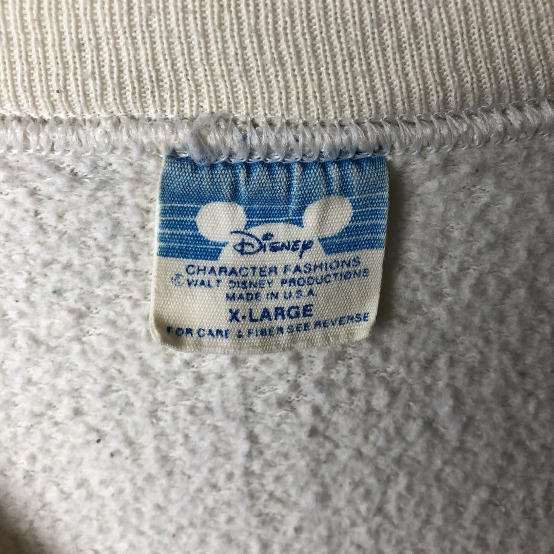 80'S Disney Mickey Mouse character sweatshirt, sweatshirt, made in USA, men's XL size, vintage cotton white type Vintage Second Hand