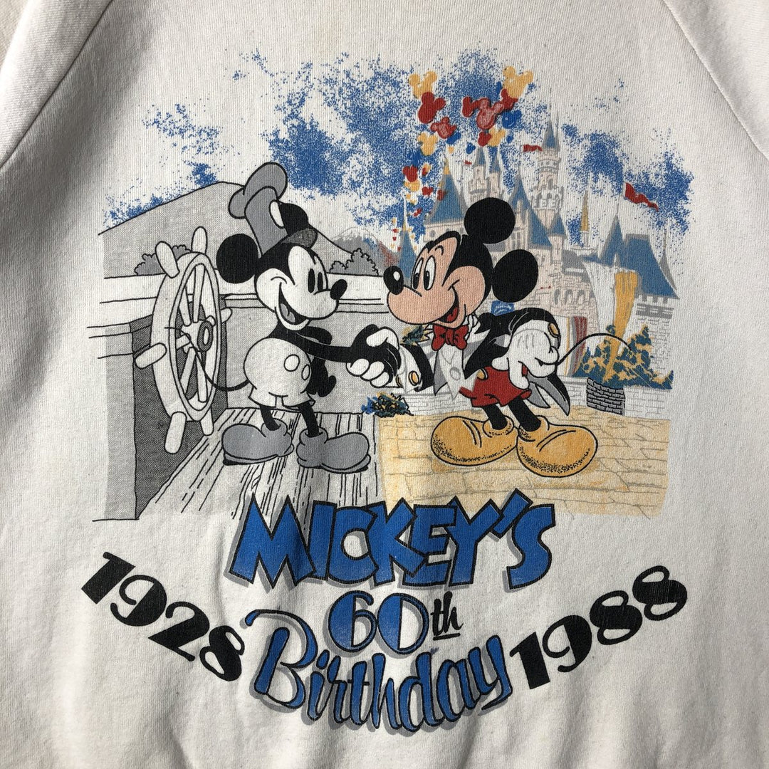 80'S Disney Mickey Mouse character sweatshirt, sweatshirt, made in USA, men's XL size, vintage cotton white type Vintage Second Hand
