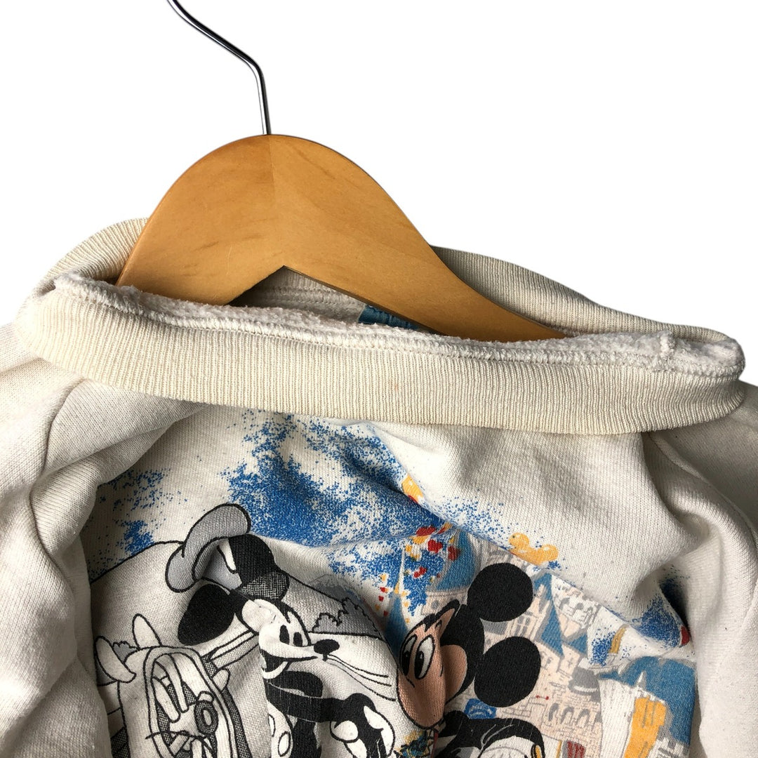 80'S Disney Mickey Mouse character sweatshirt, sweatshirt, made in USA, men's XL size, vintage cotton white type Vintage Second Hand