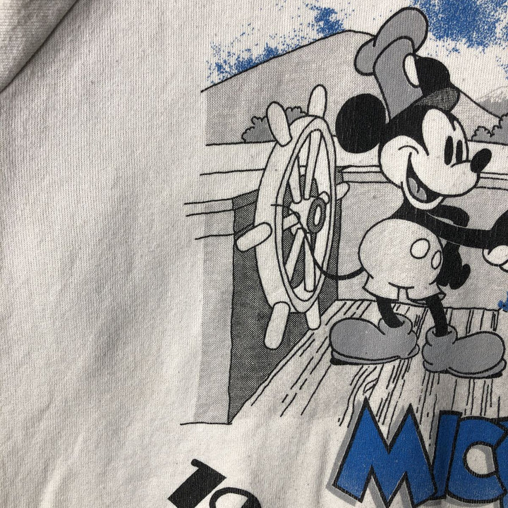 80'S Disney Mickey Mouse character sweatshirt, sweatshirt, made in USA, men's XL size, vintage cotton white type Vintage Second Hand