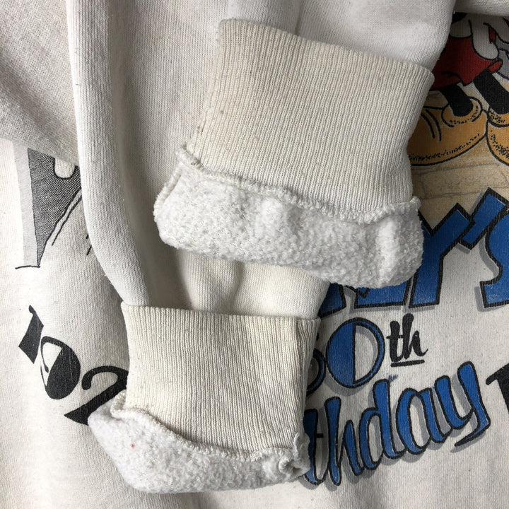 80'S Disney Mickey Mouse character sweatshirt, sweatshirt, made in USA, men's XL size, vintage cotton white type Vintage Second Hand