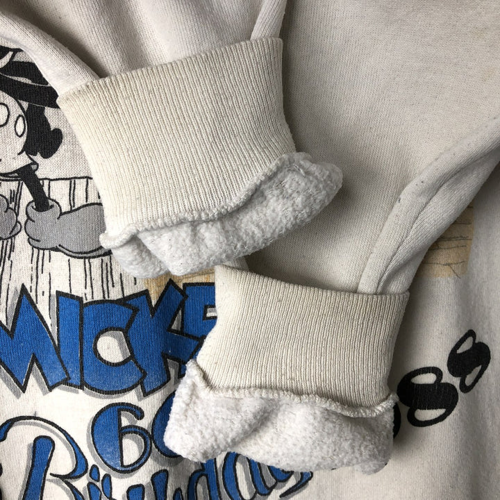 80'S Disney Mickey Mouse character sweatshirt, sweatshirt, made in USA, men's XL size, vintage cotton white type Vintage Second Hand