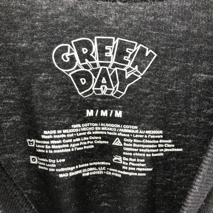 GREEN DAY Green Day Band T-shirt Band T Men's M size cotton black type Vintage Second Hand