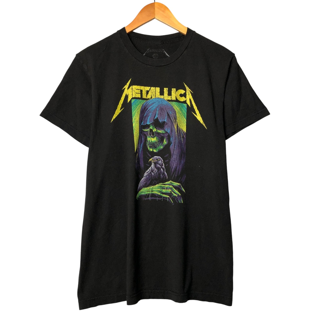 Metallica Skull Pattern Band T-Shirt, Men's Medium, Crew Neck cotton black type Vintage Second Hand