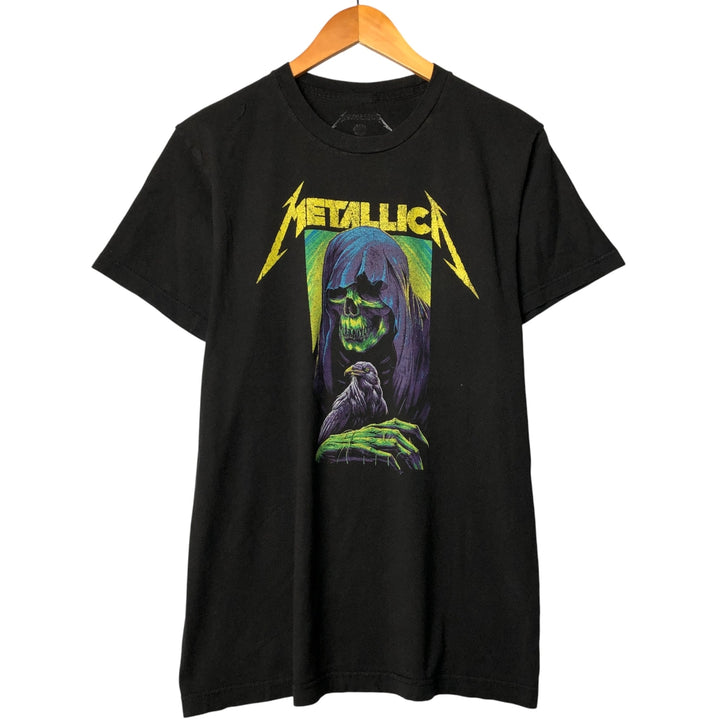Metallica Skull Pattern Band T-Shirt, Men's Medium, Crew Neck cotton black type Vintage Second Hand