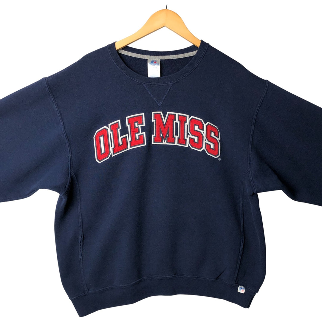 Russell College Sweatshirt, Men's Size L cotton navy blue type Vintage Second Hand