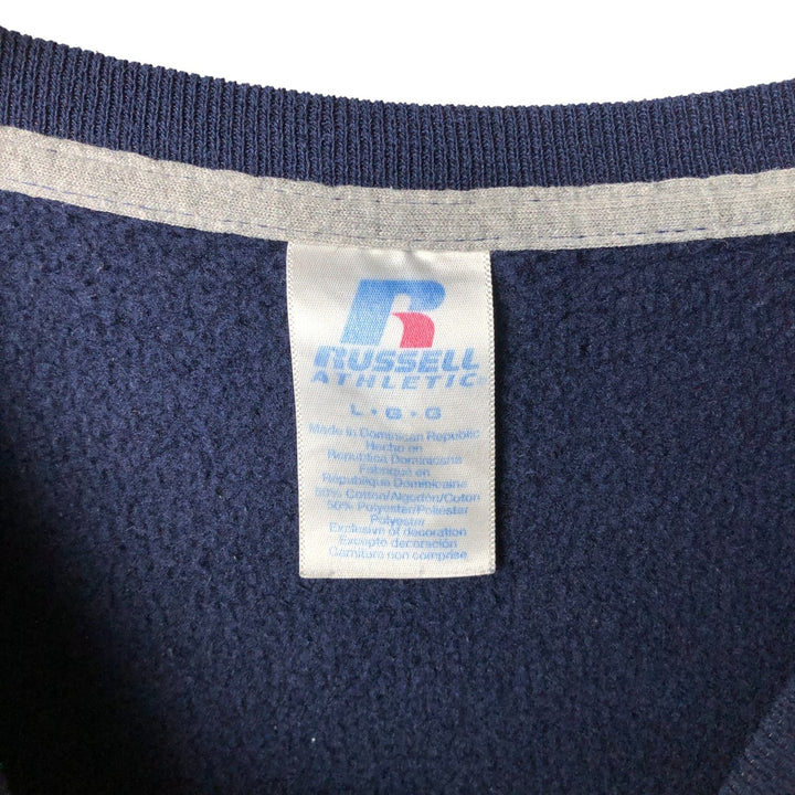 Russell College Sweatshirt, Men's Size L cotton navy blue type Vintage Second Hand