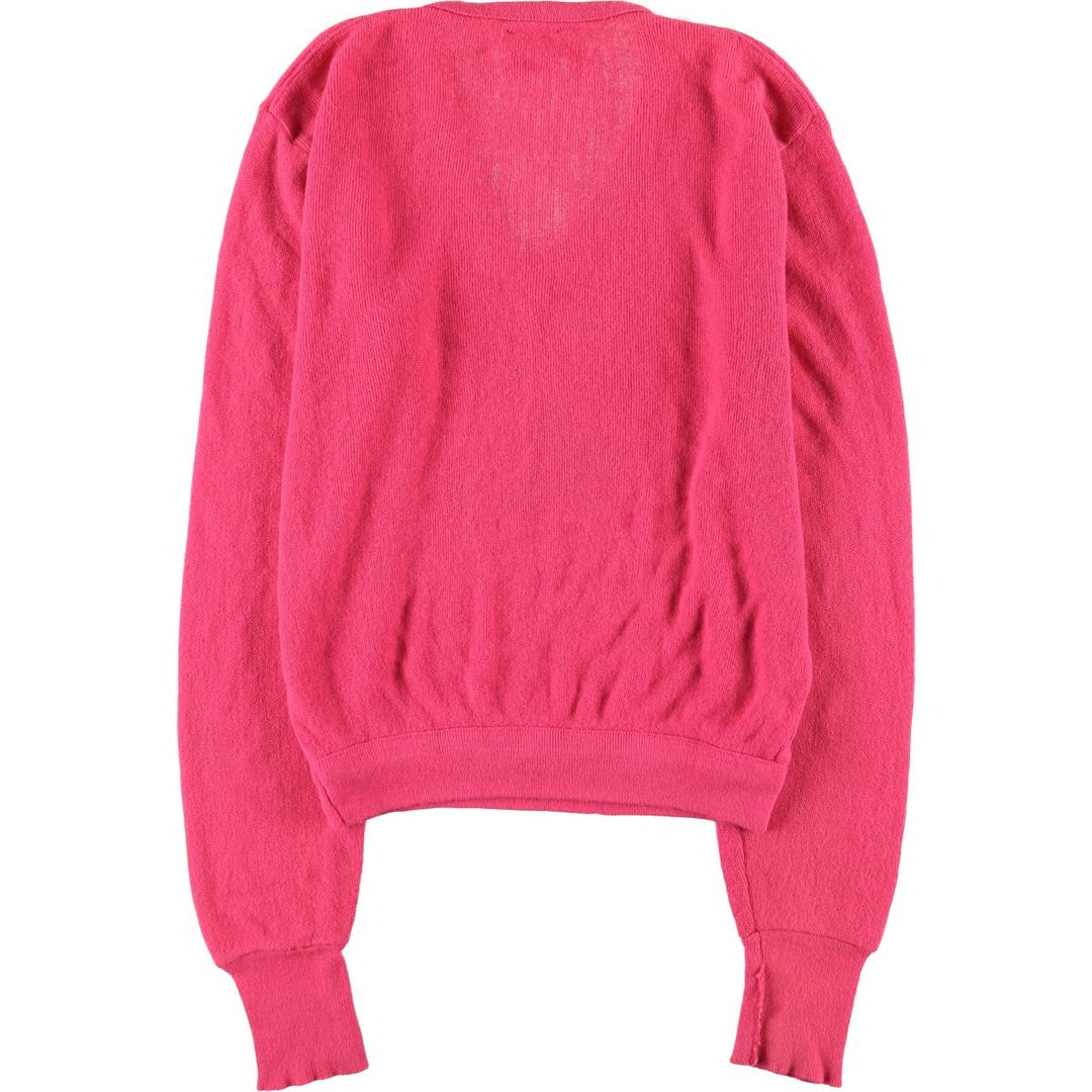 Vintage 80s-90'S Lacoste IZOD V-neck acrylic knit sweater, Made in USA, Women's Size M acrylic pink type Vintage Second Hand