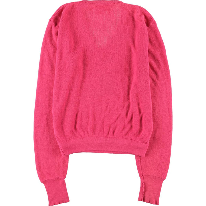Vintage 80s-90'S Lacoste IZOD V-neck acrylic knit sweater, Made in USA, Women's Size M acrylic pink type Vintage Second Hand