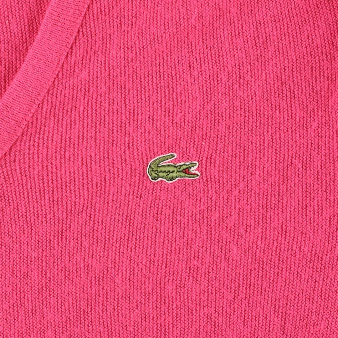 Vintage 80s-90'S Lacoste IZOD V-neck acrylic knit sweater, Made in USA, Women's Size M acrylic pink type Vintage Second Hand