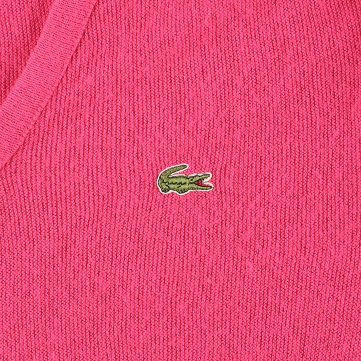 Vintage 80s-90'S Lacoste IZOD V-neck acrylic knit sweater, Made in USA, Women's Size M acrylic pink type Vintage Second Hand