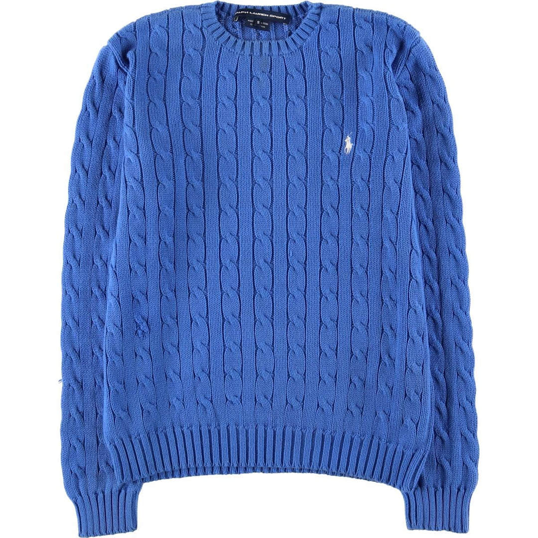 Ralph Lauren RALPH LAUREN SPORT cable knit cotton sweater, women's size S cotton blue type Vintage Second Hand