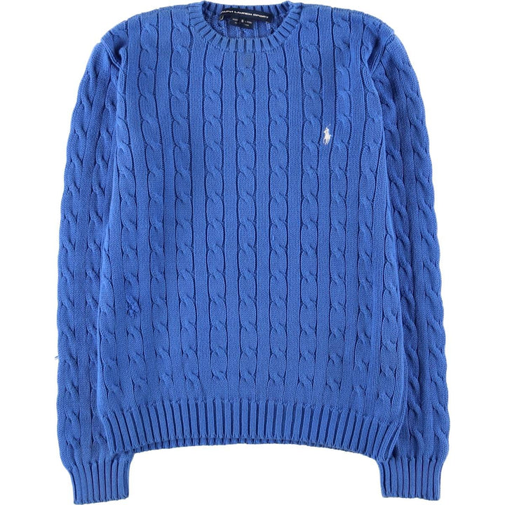 Ralph Lauren RALPH LAUREN SPORT cable knit cotton sweater, women's size S cotton blue type Vintage Second Hand