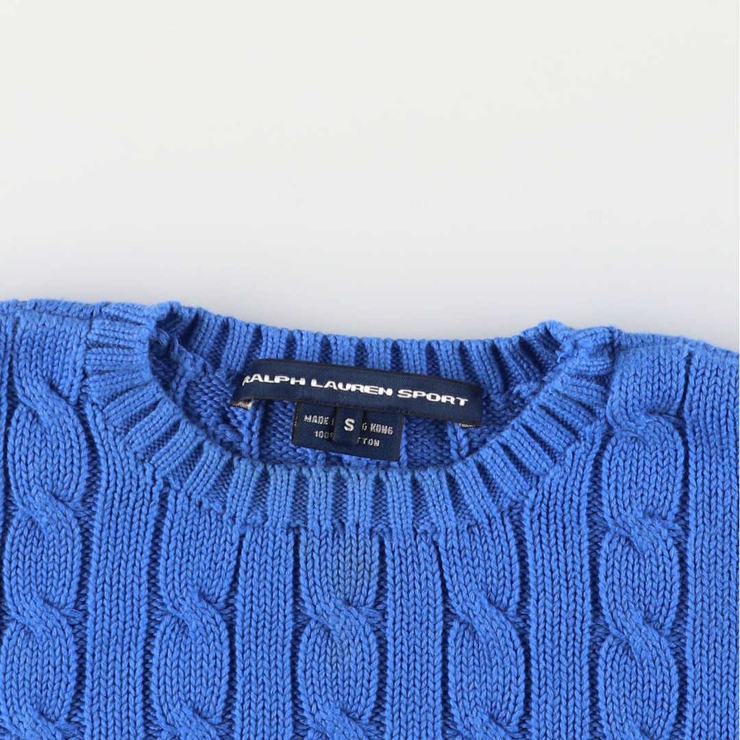 Ralph Lauren RALPH LAUREN SPORT cable knit cotton sweater, women's size S cotton blue type Vintage Second Hand