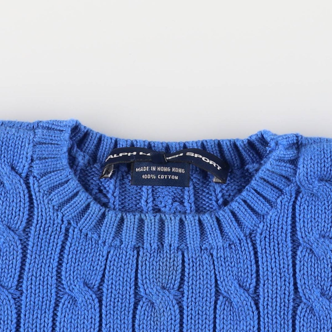 Ralph Lauren RALPH LAUREN SPORT cable knit cotton sweater, women's size S cotton blue type Vintage Second Hand