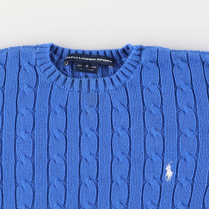 Ralph Lauren RALPH LAUREN SPORT cable knit cotton sweater, women's size S cotton blue type Vintage Second Hand