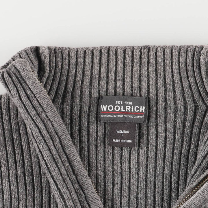 WOOLRICH Ribbed Half-Zip Sweater, Women's Size L Lamy gray type Vintage Second Hand