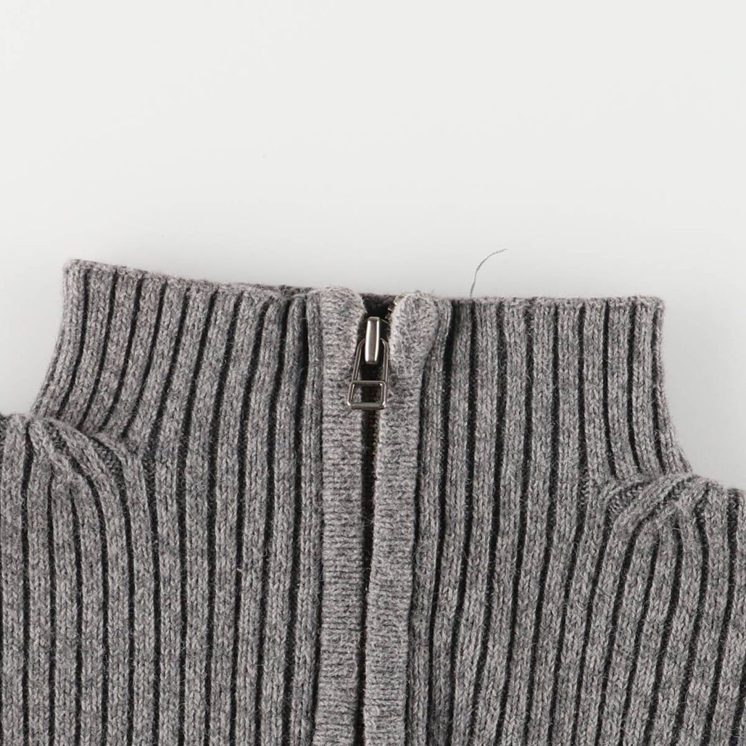 WOOLRICH Ribbed Half-Zip Sweater, Women's Size L Lamy gray type Vintage Second Hand
