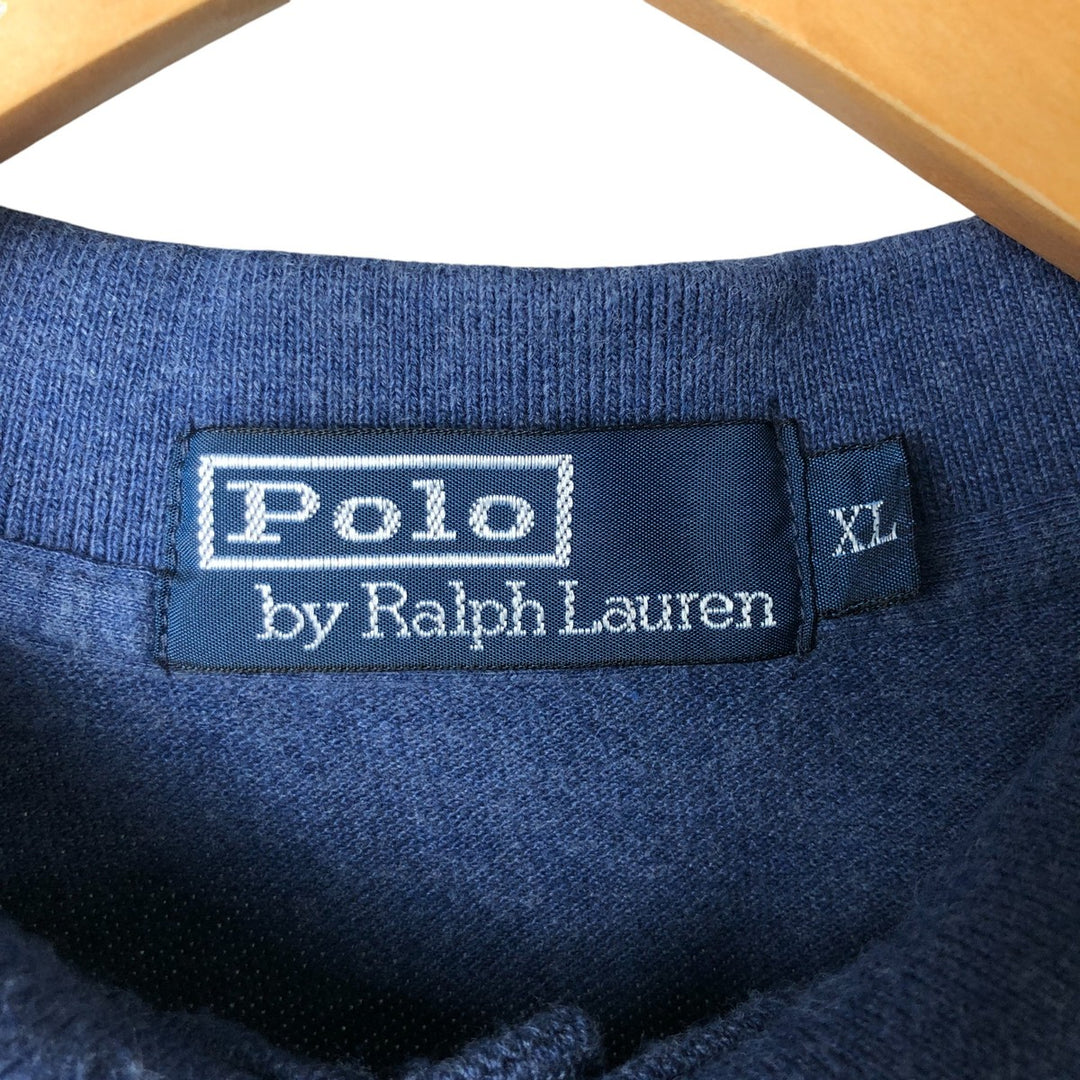 Ralph Lauren POLO by Ralph Lauren long sleeve polo shirt, men's XL size cotton blue type Vintage Second Hand