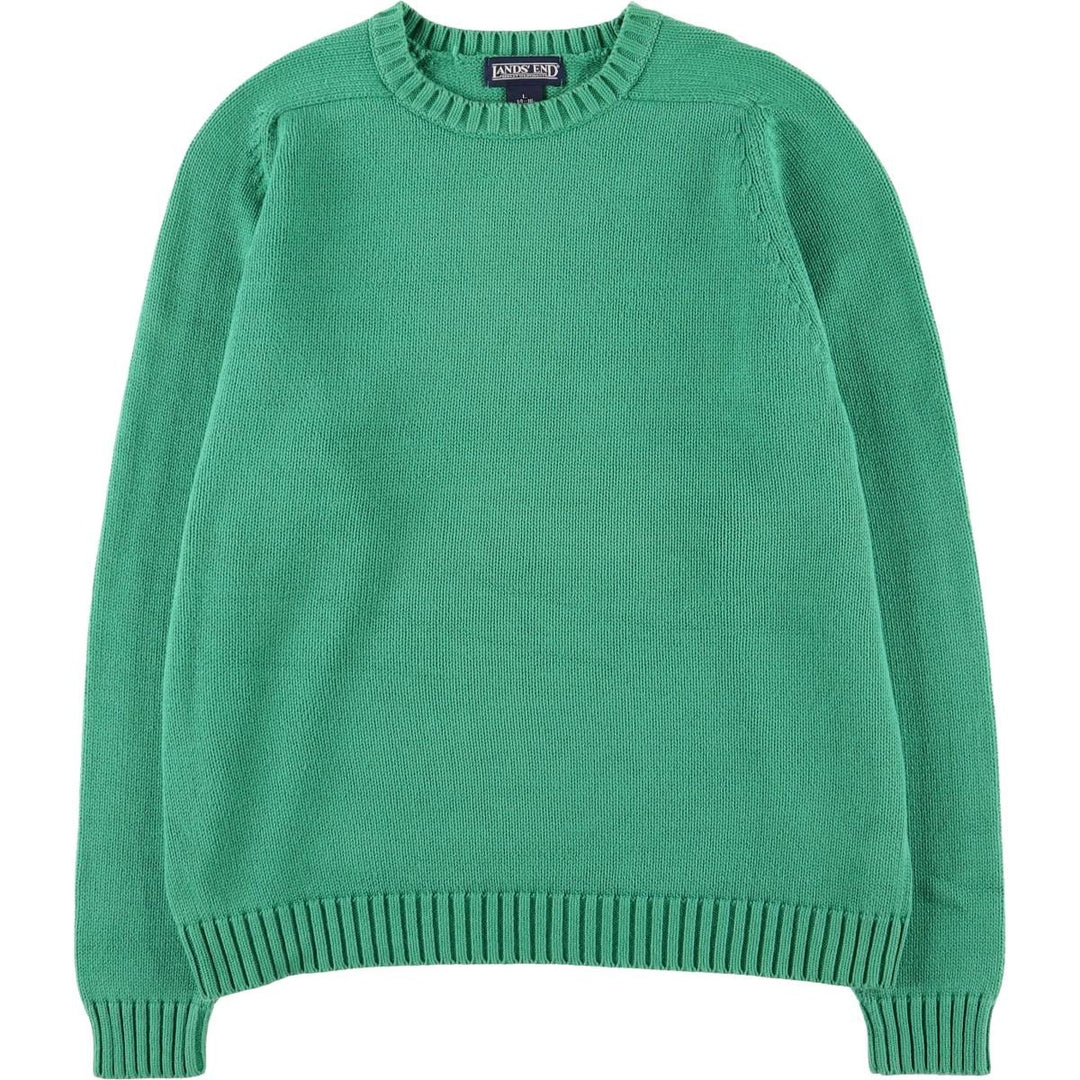 Vintage 80s-90'S Lands' End cotton knit sweater, size L, women's cotton green type Vintage Second Hand