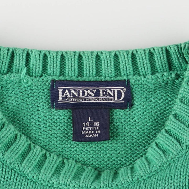 Vintage 80s-90'S Lands' End cotton knit sweater, size L, women's cotton green type Vintage Second Hand