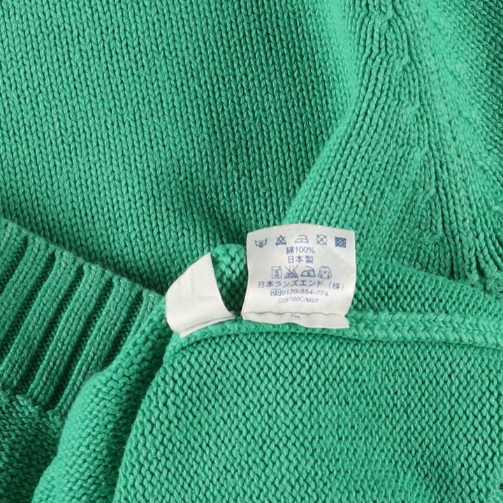 Vintage 80s-90'S Lands' End cotton knit sweater, size L, women's cotton green type Vintage Second Hand