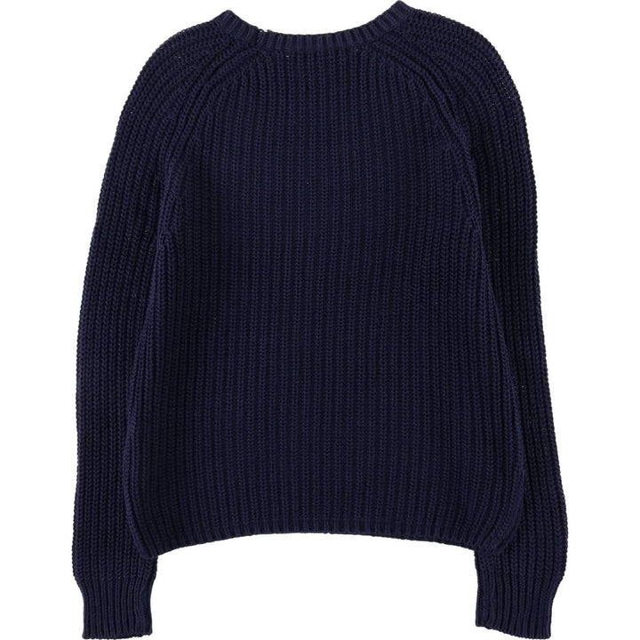 Ralph Lauren Petite Ribbed Cotton Knit Sweater, Women's Size Small cotton navy blue type Vintage Second Hand