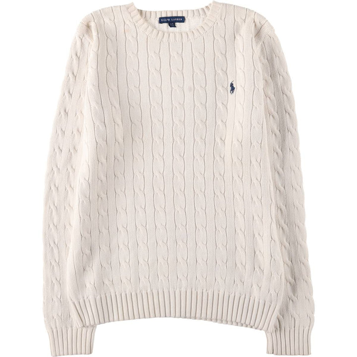 Ralph Lauren RALPH LAUREN cable knit cotton sweater, women's size L cotton white type Vintage Second Hand