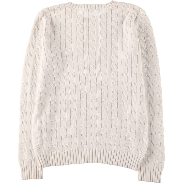 Ralph Lauren RALPH LAUREN cable knit cotton sweater, women's size L cotton white type Vintage Second Hand