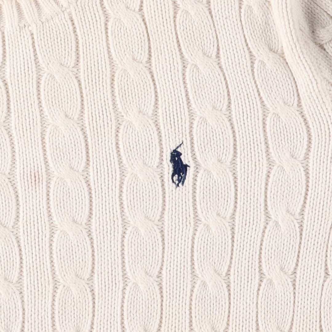 Ralph Lauren RALPH LAUREN cable knit cotton sweater, women's size L cotton white type Vintage Second Hand