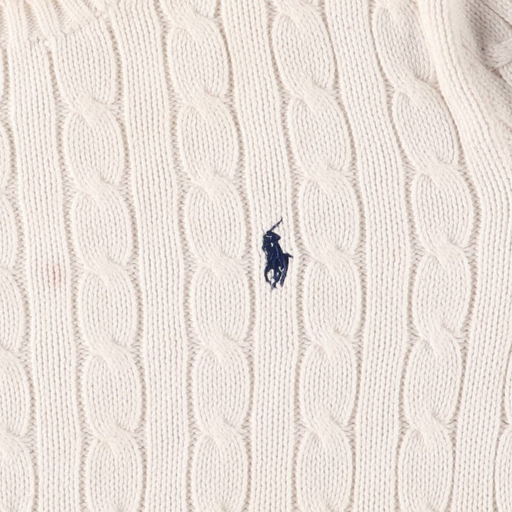 Ralph Lauren RALPH LAUREN cable knit cotton sweater, women's size L cotton white type Vintage Second Hand