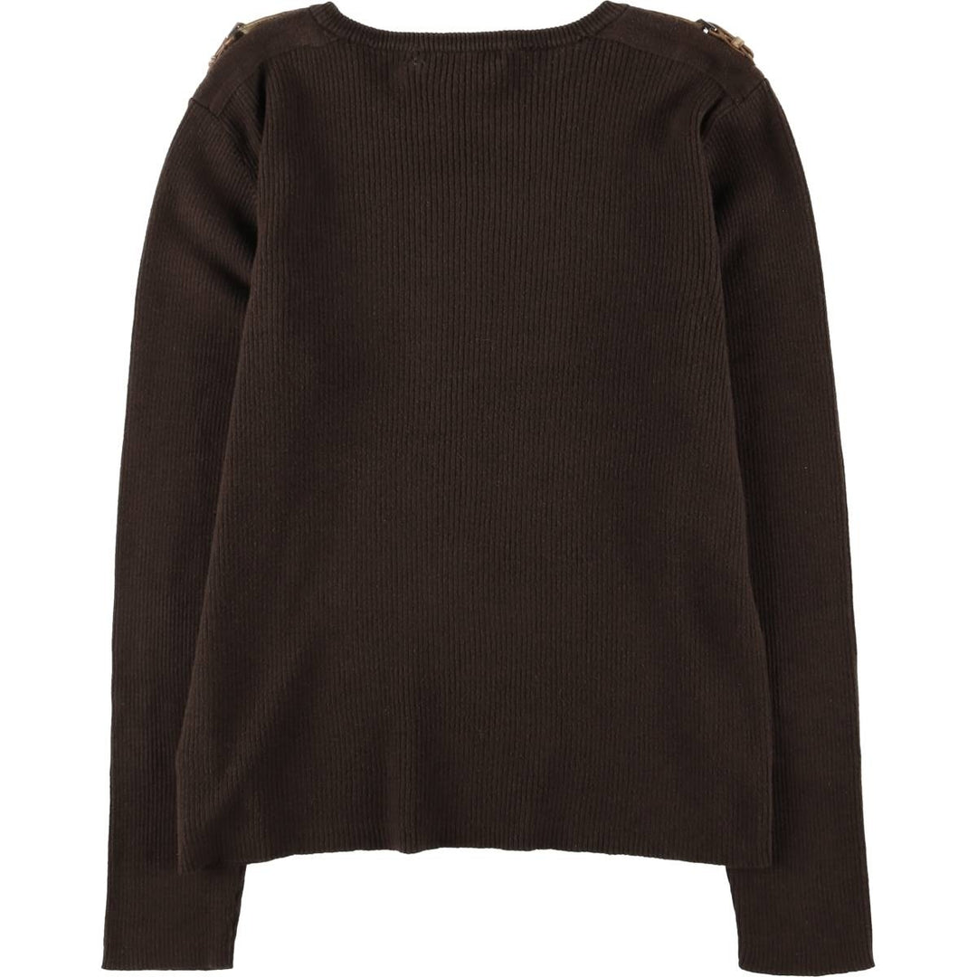 Ralph Lauren LAUREN Ribbed Cotton Knit Sweater, Women's Size L cotton brown type Vintage Second Hand