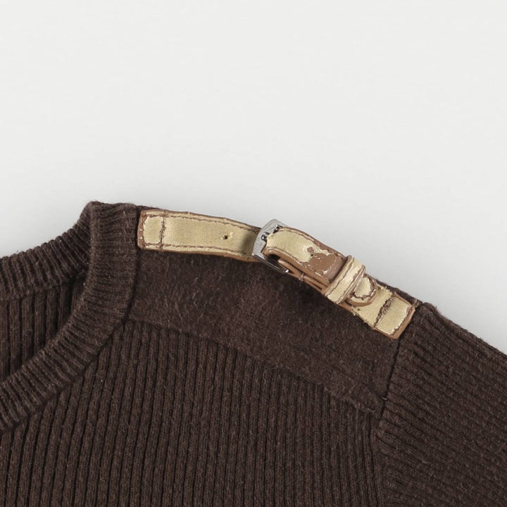 Ralph Lauren LAUREN Ribbed Cotton Knit Sweater, Women's Size L cotton brown type Vintage Second Hand
